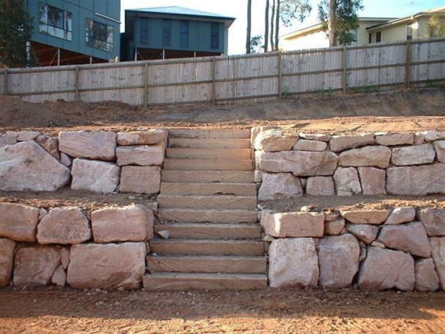 wheel sawn sandstone steps